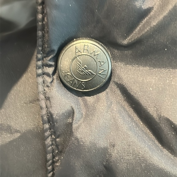 Vintage Armani Jeans by Giorgio Armani Puffer Jacket Collared Black Men's Sz 40 - Picture 17 of 17